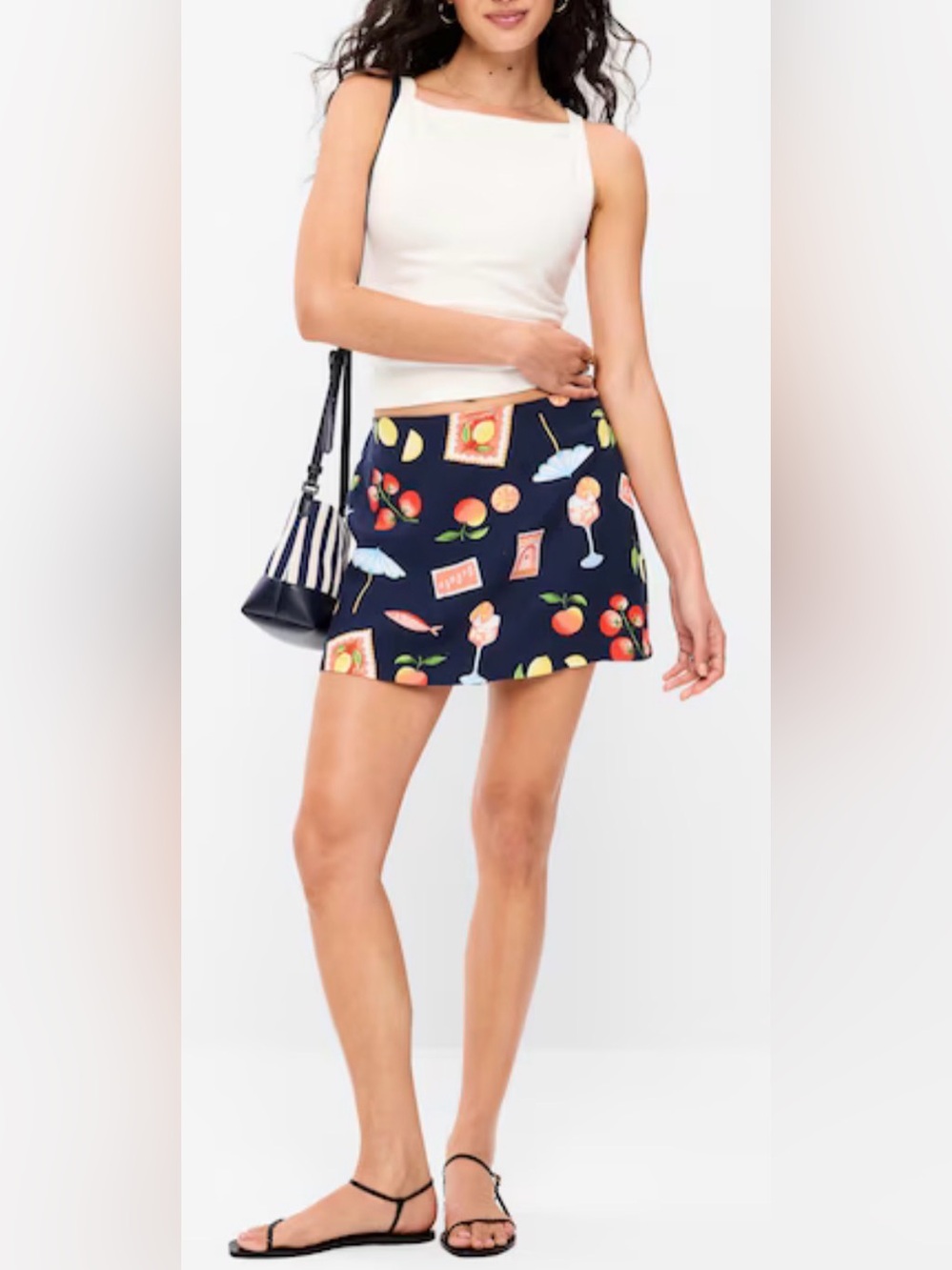 Old Navy Fruit Print Linen Blend Micro Skort, sz M